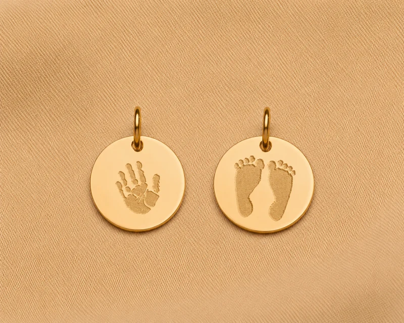 14k Gepersonaliseerde Losse Hand en Voetafdruk Bedel - Gepersonaliseerd Sieraad