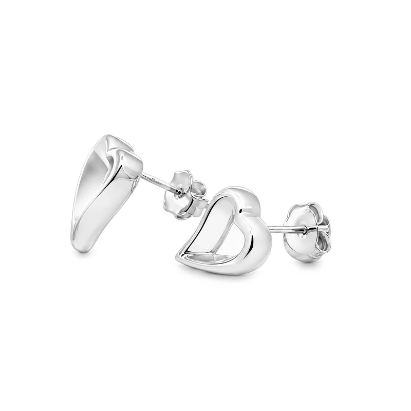 Silver Tailed Open Heart Stud Earrings