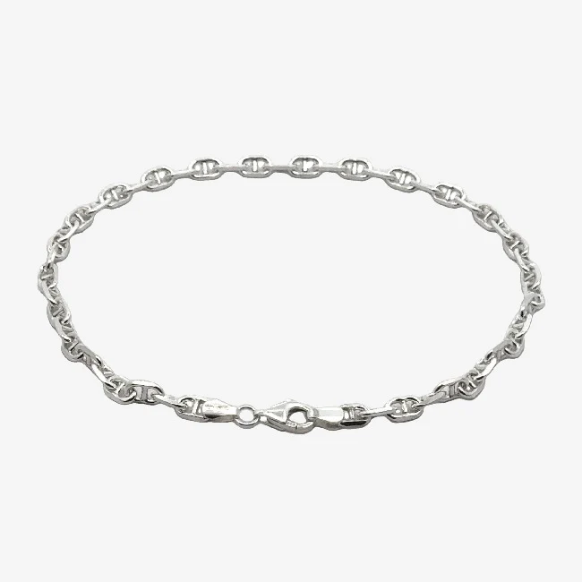 Men's Silver Anchor Link Bracelet, 22cm