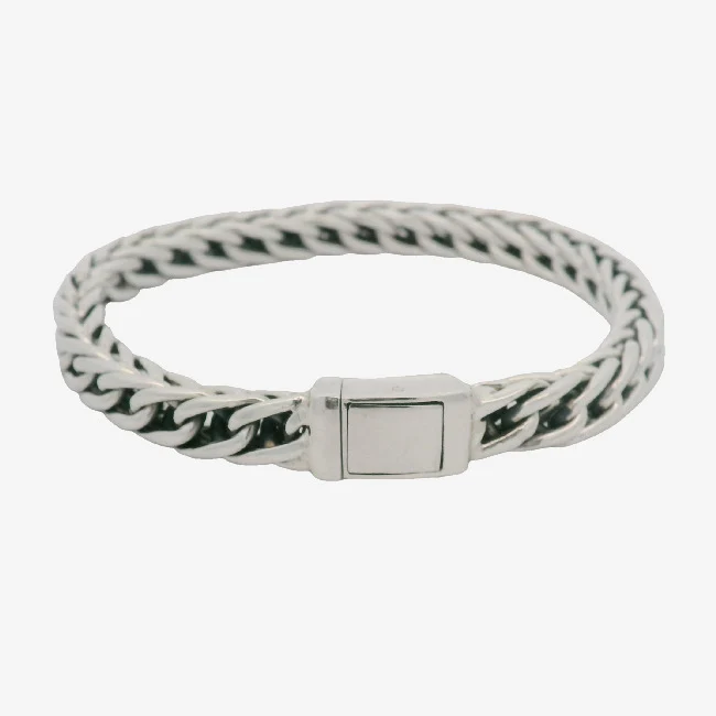 Men's Silver Square Curb Link Bracelet, 22cm