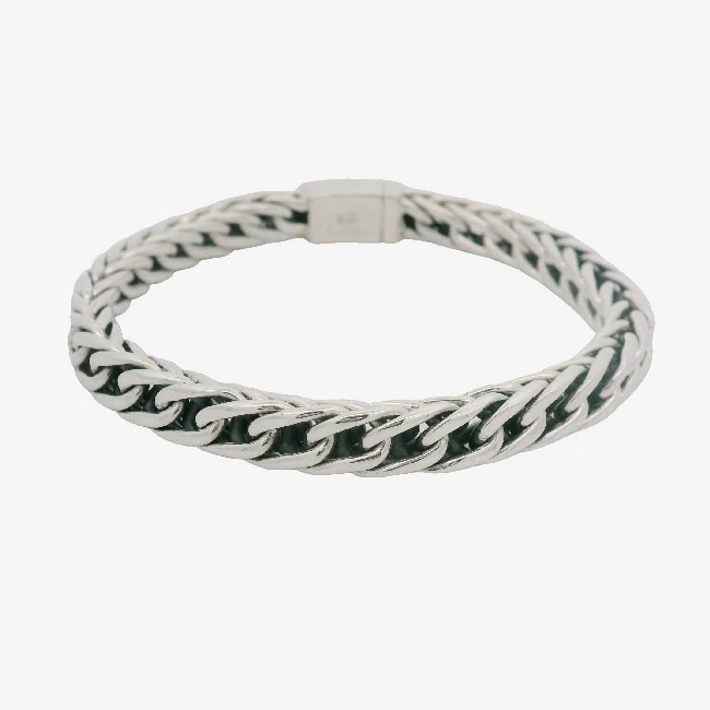 Men's Silver Square Curb Link Bracelet, 22cm
