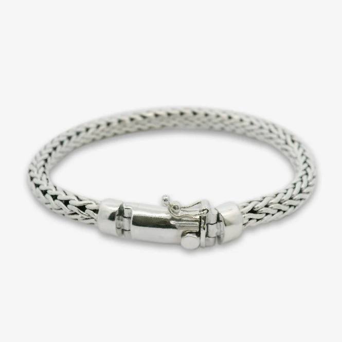 Men's Silver Wide Ornate Bracelet, 22cm