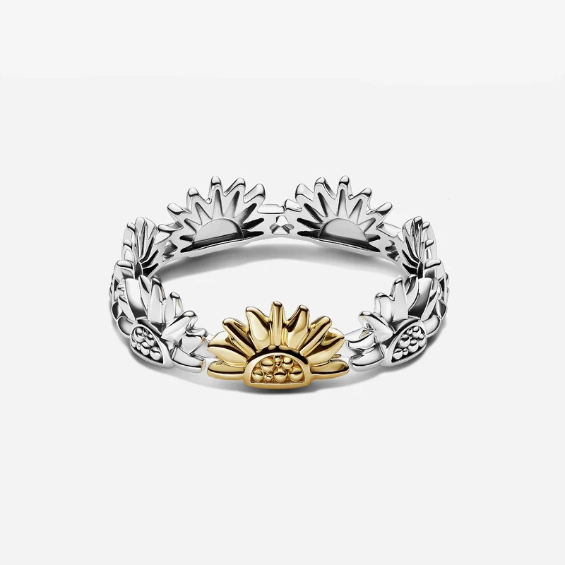 Sunflower Two-Tone Band Ring, Size 52