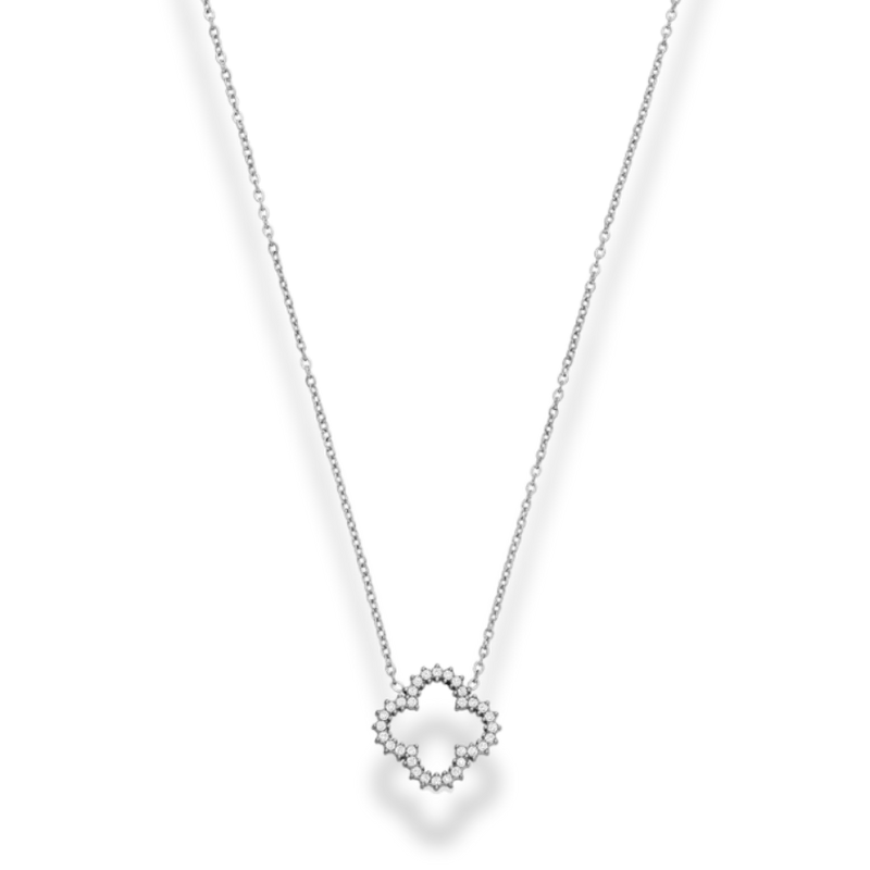 Framed Pave Leaf Kette 14K Vergoldet