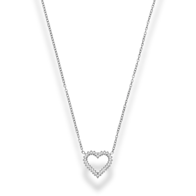 Framed Pave Heart Kette 14K Vergoldet