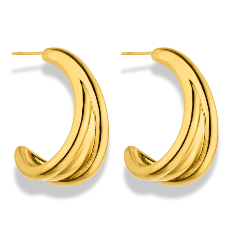 Everlasting Bold Curvy Ohrstecker 14K Vergoldet