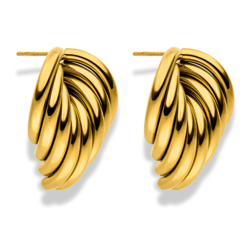 Bold Golden Leaves Ohrstecker 14K Vergoldet