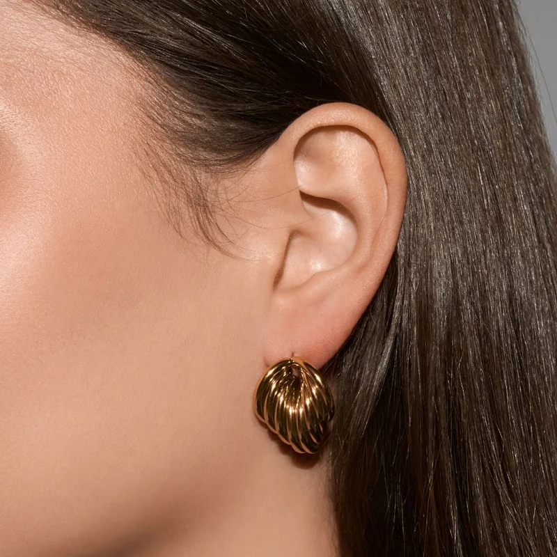 Bold Golden Leaves Ohrstecker 14K Vergoldet