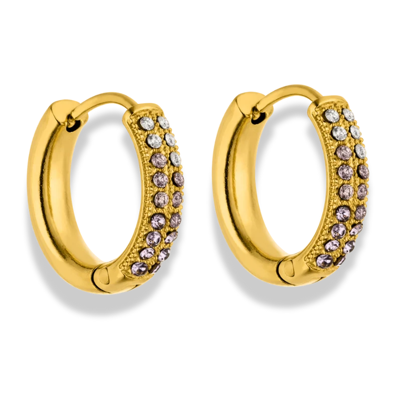 Classic Ombre Violet Huggie Hoops 14K Vergoldet