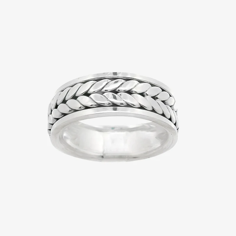 Oxidised Silver Wheat Grain Ring, Size 68