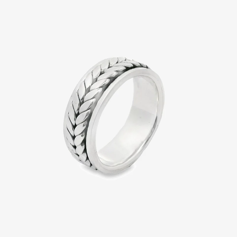 Oxidised Silver Wheat Grain Ring, Size 68