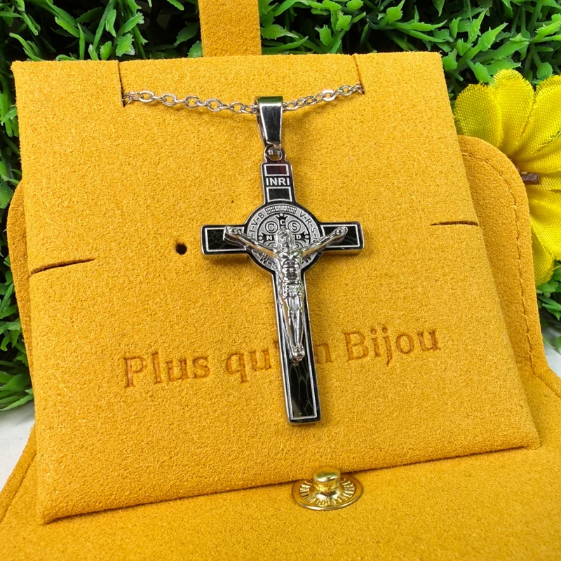 Jesus-Kreuz-Anhänger aus silberfarbenem Edelstahl 304