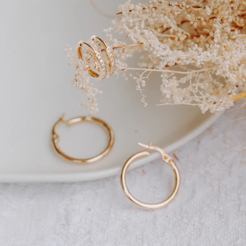 Diamond Huggies - 14 K Massivgold