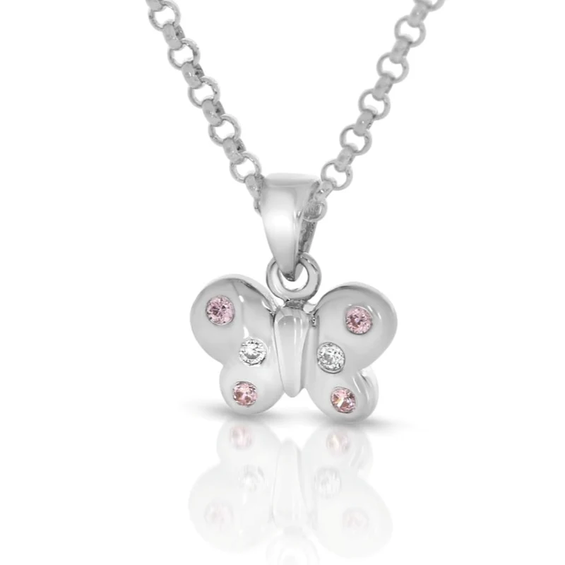 Kette Schmetterling Zirkonia 925 Sterling Silber Kinderschmuck silber