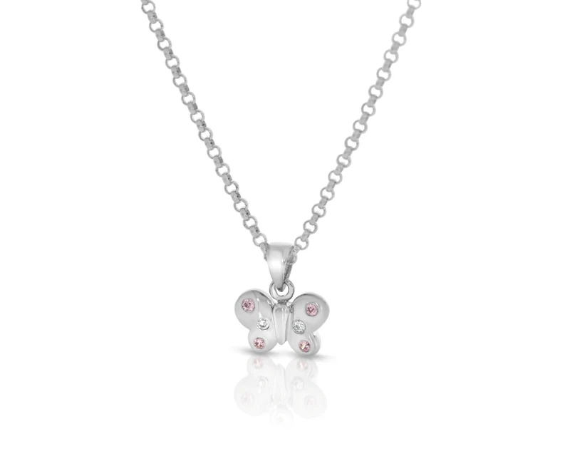 Kette Schmetterling Zirkonia 925 Sterling Silber Kinderschmuck silber