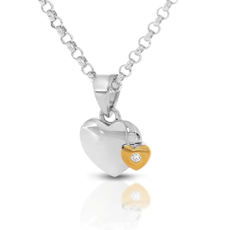 Herz Kette Zirkonia bicolor Kette Geschenk Herz Anhänger