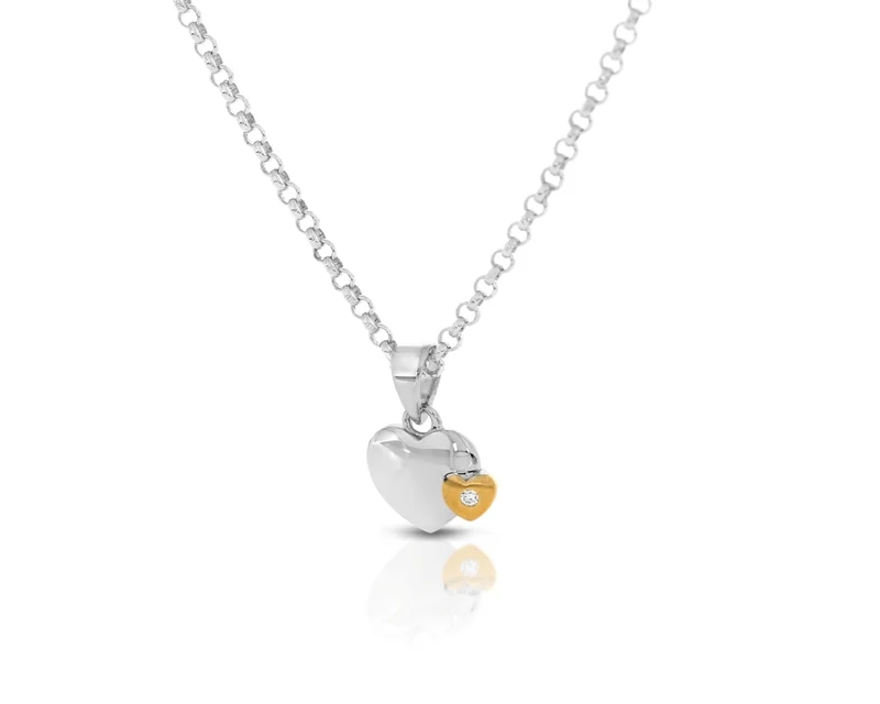 Herz Kette Zirkonia bicolor Kette Geschenk Herz Anhänger