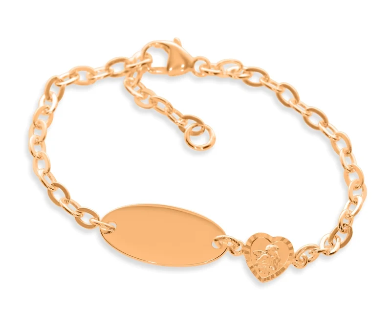 Taufarmband Engel Gravur ID Armband rosé vergoldet