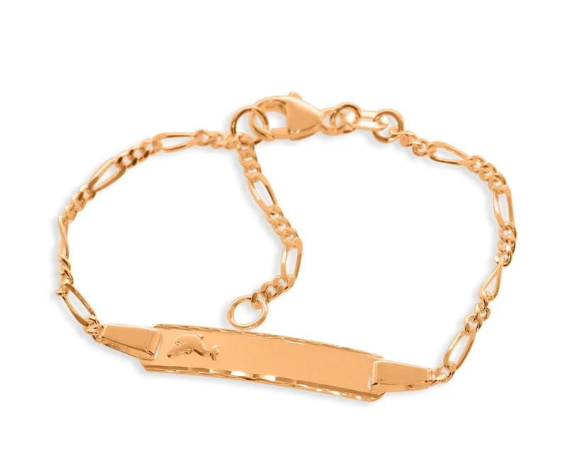 ID Armband rosé vergoldet Delfin Namen Gravur Geschenk Taufe