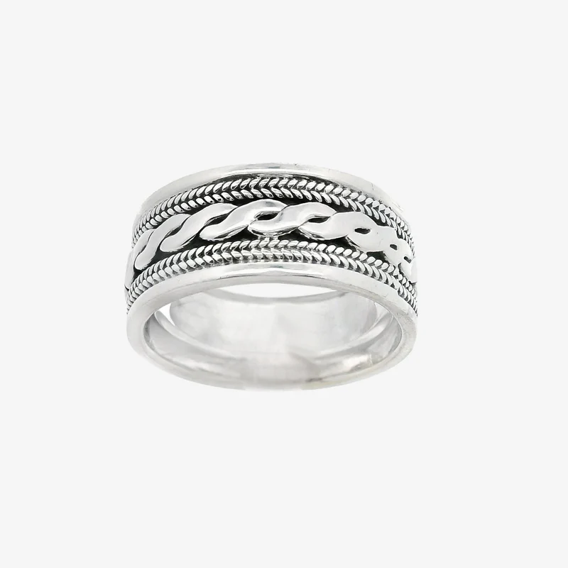 Oxidised Silver Ornate Ring, Size 64