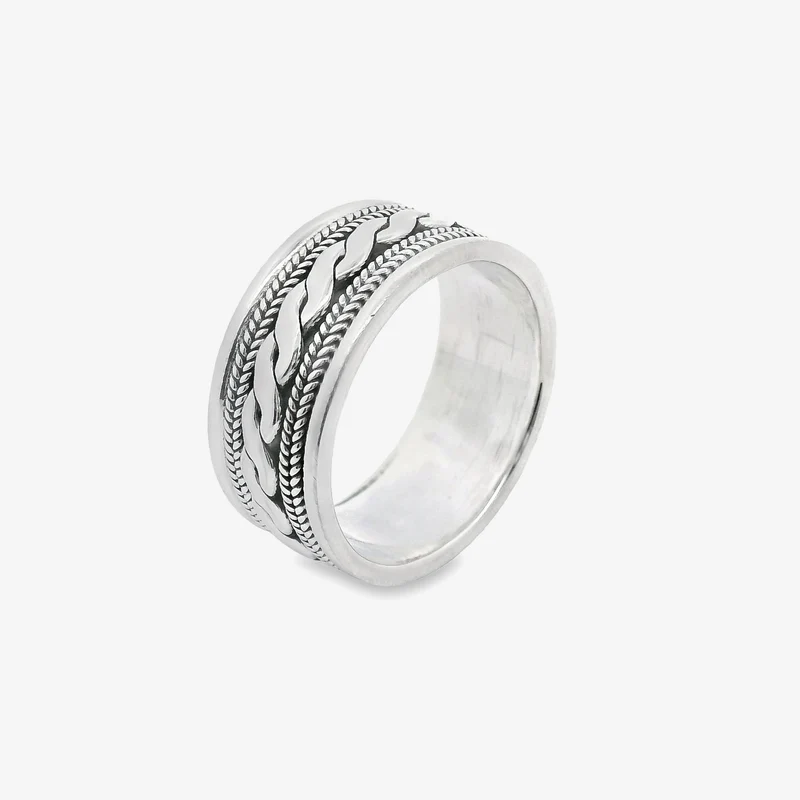 Oxidised Silver Ornate Ring, Size 64
