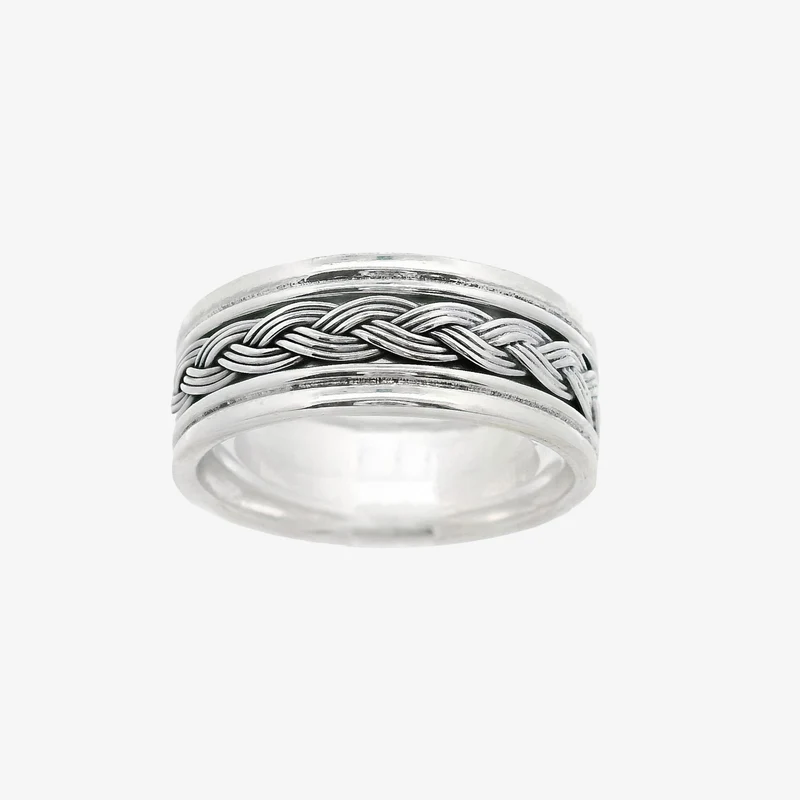 Oxidised Silver Blackened Weave Ring, Size 61