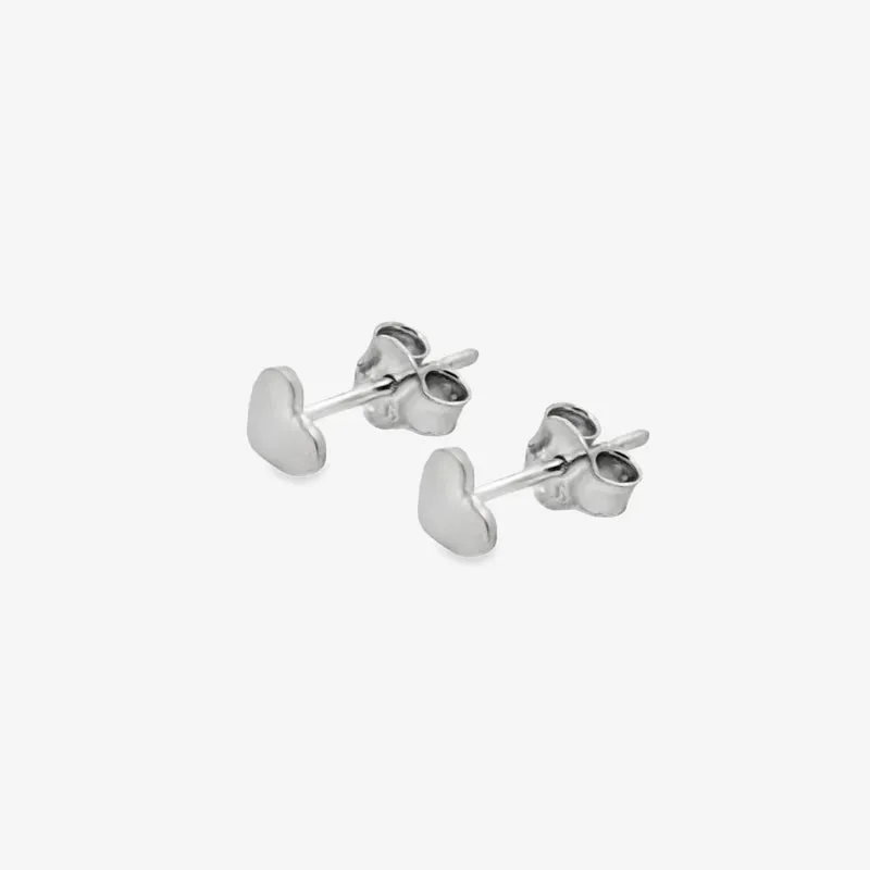 Silver Small Heart Stud Earrings