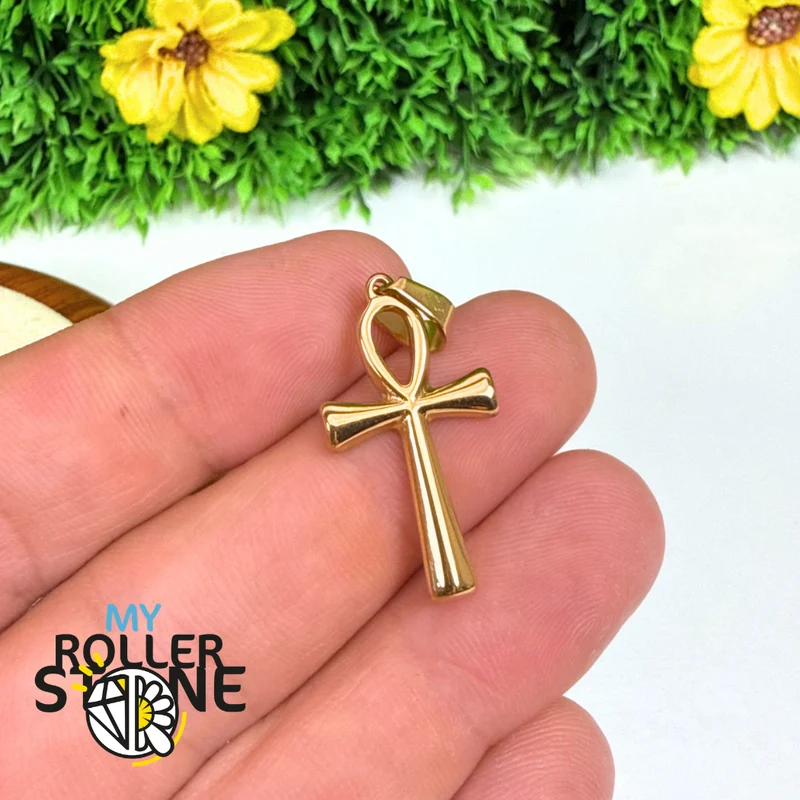 Ankh-Anhänger aus goldenem Edelstahl