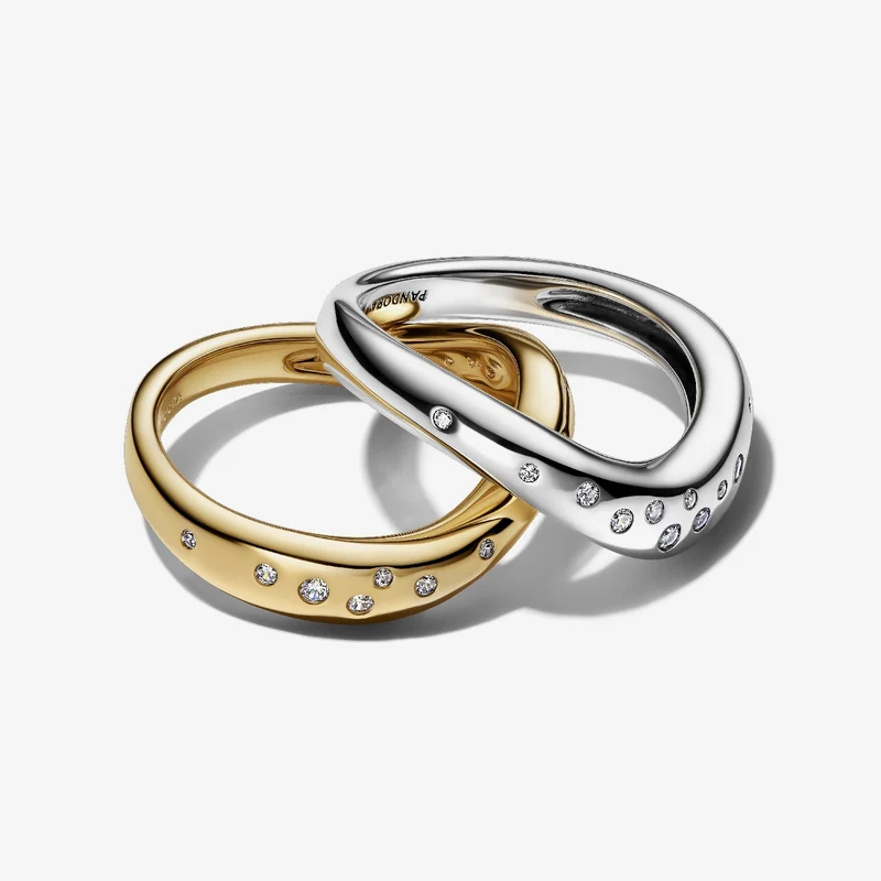 Organically Shaped Two-Tone Stacking Rings, Size 54
