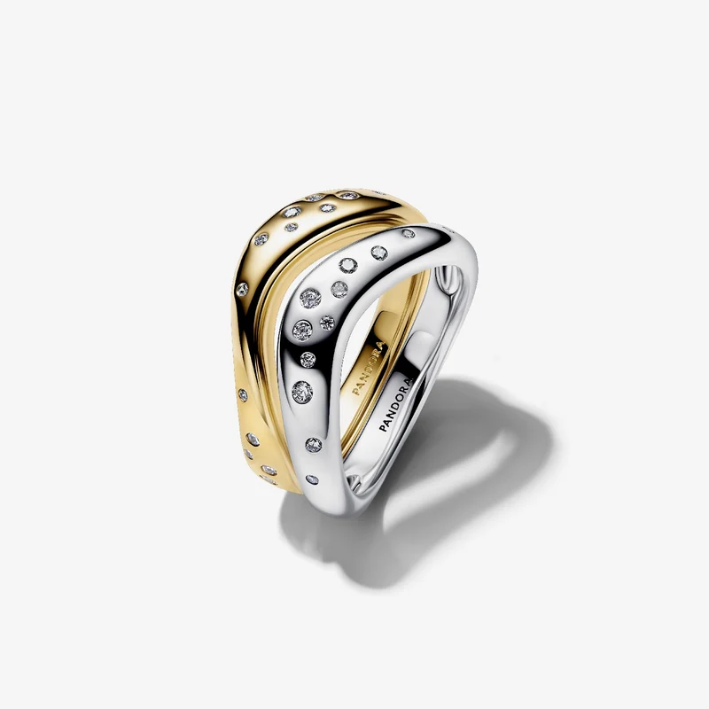 Organically Shaped Two-Tone Stacking Rings, Size 54