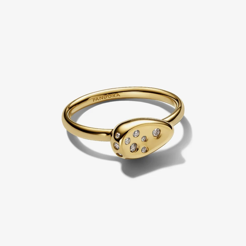 Gold Medium Stone-Set Oval Signet Ring, Size 54