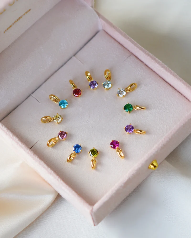 Losse Geboortesteen Charm Bedel - Verguld - Geboortesteen Bedel
