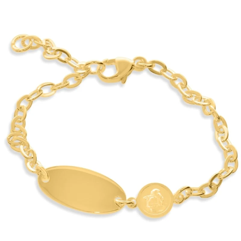 Engel Armband Gravur vergoldet ID Armband Kinder gold