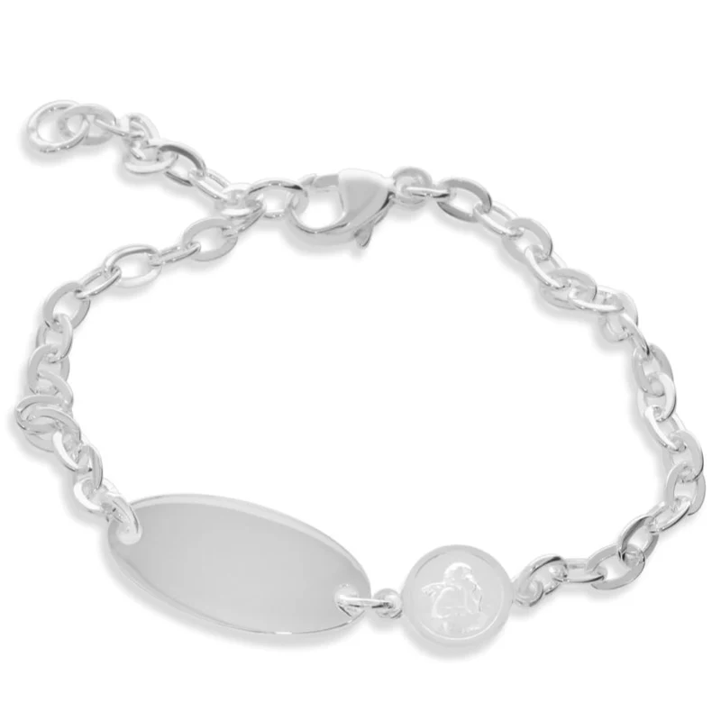 Armband Gravur Engel Anhänger Taufarmkettchen 925 Sterling Silber