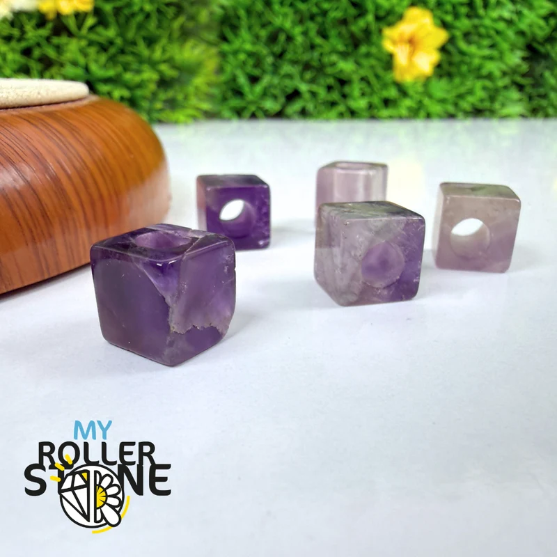 Große, quadratische Amethystperle mit Loch