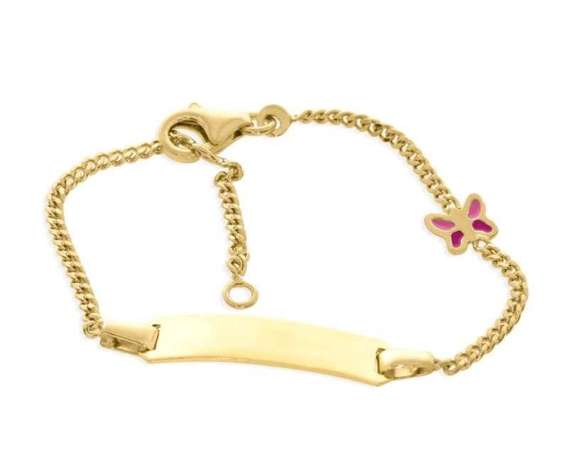 Kinderarmband vergoldet mit Gravur und Schmetterling Symbol der Lebensfreude