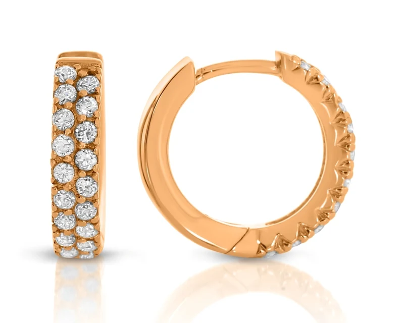 Damen Creolen rosé vergoldet Zirkonia elegante Ohrringe