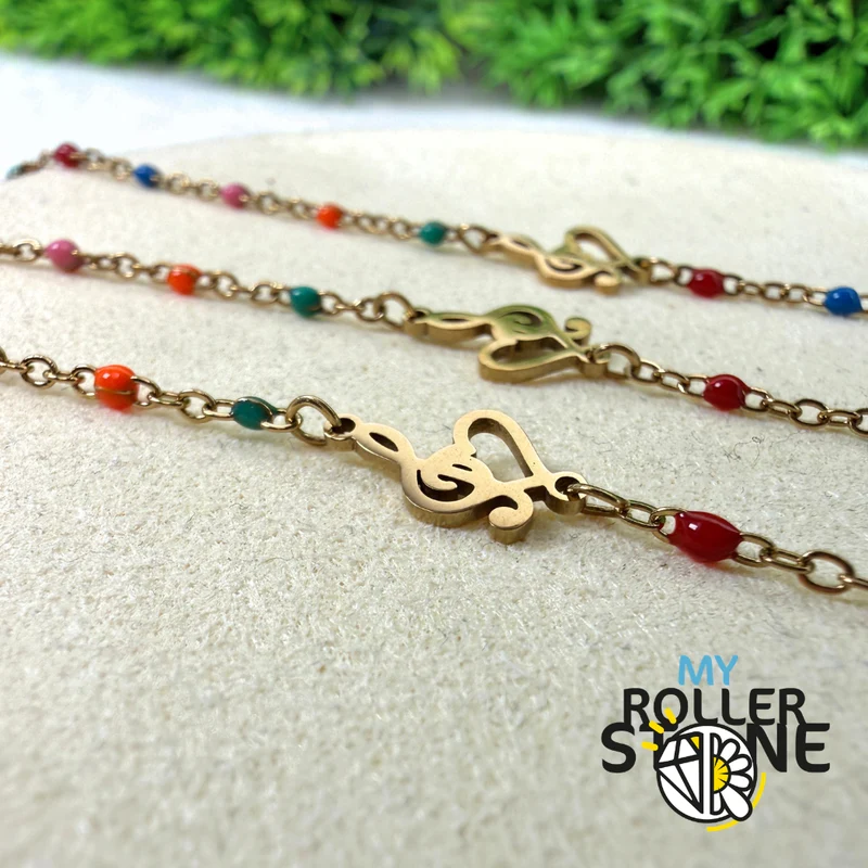 Armband aus Edelstahl mit Violinschlüssel und Herz