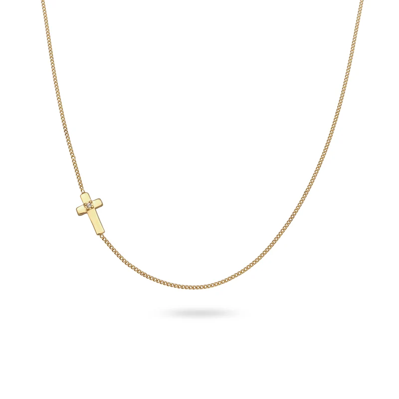 Halskette Kreuz | Mit Kristallen von Swarovski® (Weiß)