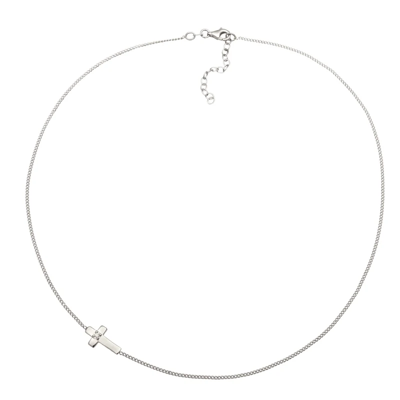 Halskette Kreuz | Mit Kristallen von Swarovski® (Weiß)