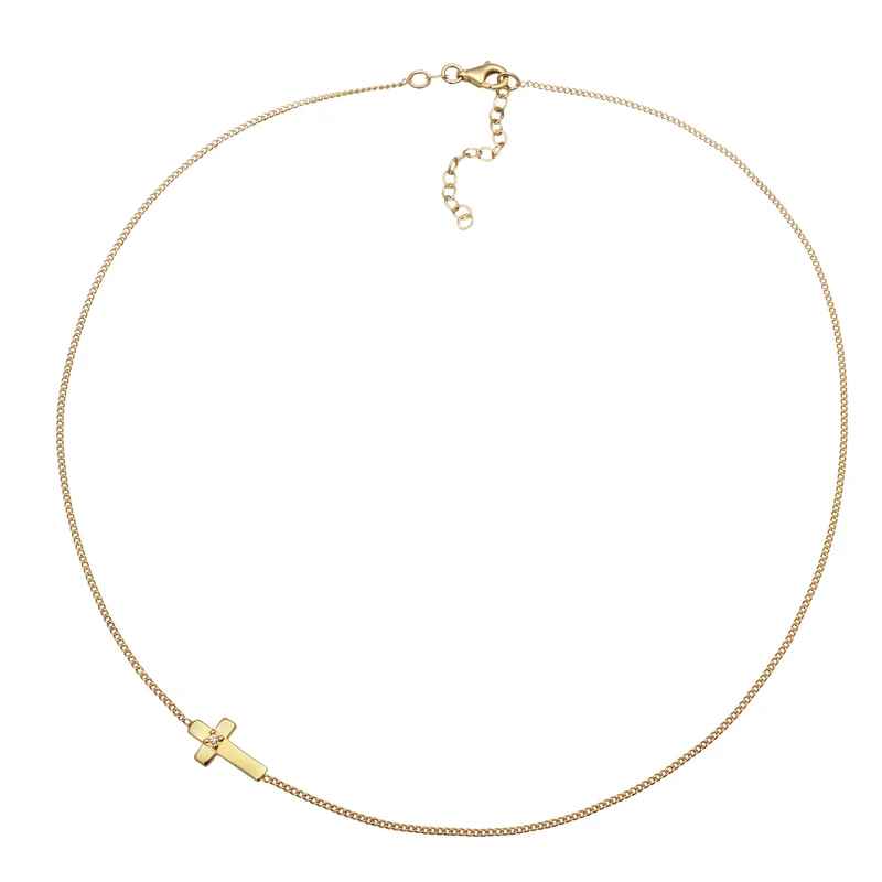 Halskette Kreuz | Mit Kristallen von Swarovski® (Weiß)