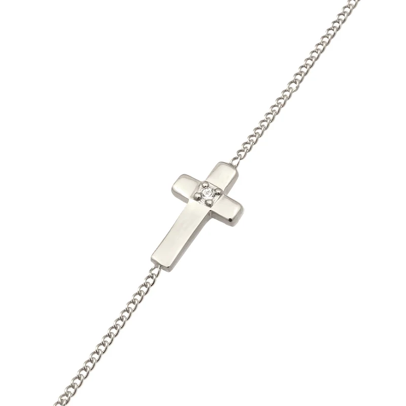 Halskette Kreuz | Mit Kristallen von Swarovski® (Weiß)