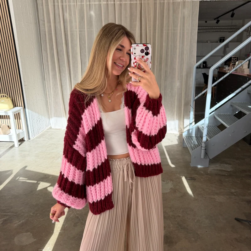 Strickjacke Lima - Rosa x Bordeaux