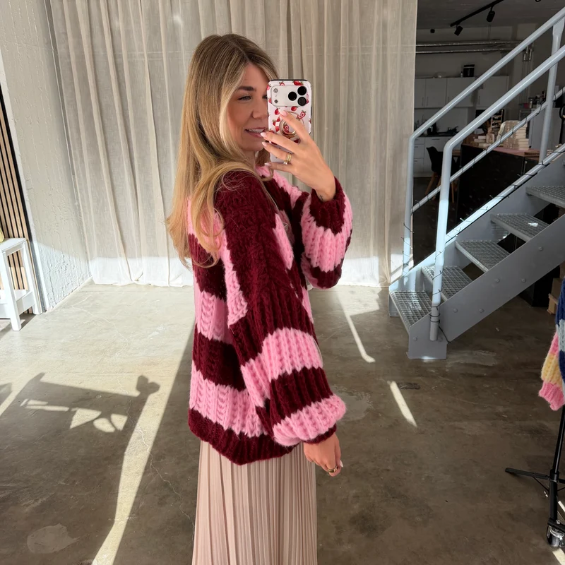 Strickjacke Lima - Rosa x Bordeaux