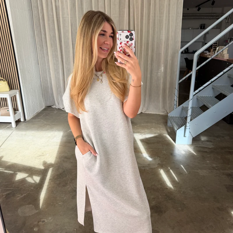 Oversize Kleid Molly - Butterstoff Hell Grau