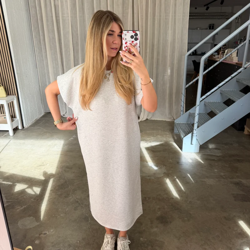 Oversize Kleid Molly - Butterstoff Hell Grau