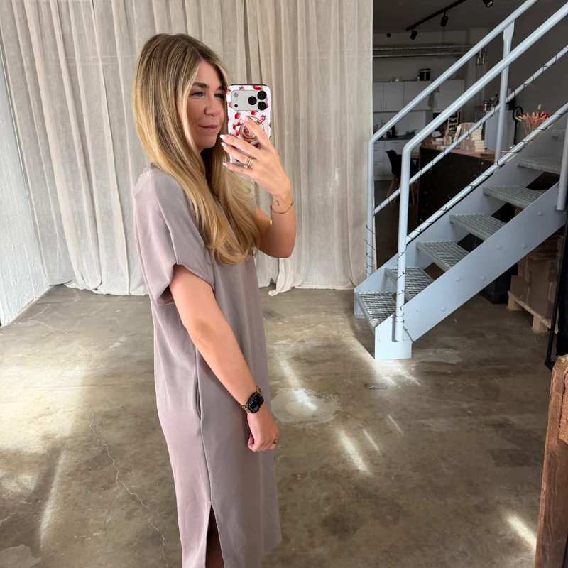 Oversize Kleid Molly - Butterstoff Hell Taupe