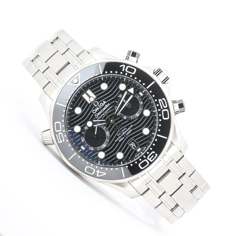 Omega Seamaster Diver 300 M 44mm 21030445101001 B&P Edelstahl Chronograph