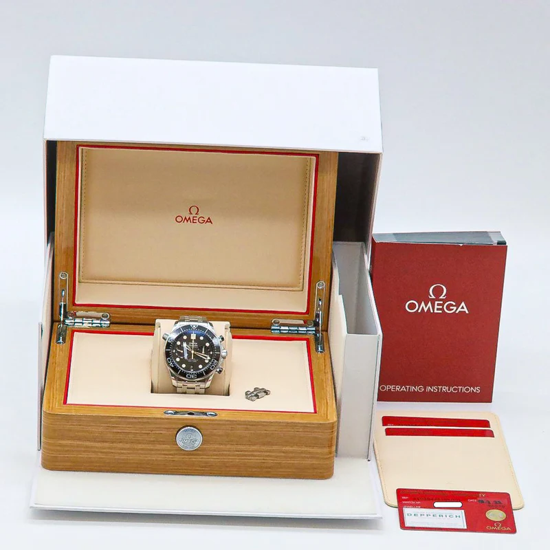 Omega Seamaster Diver 300 M 44mm 21030445101001 B&P Edelstahl Chronograph