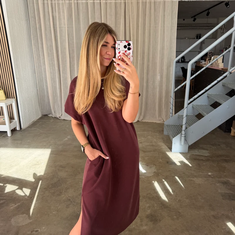 Oversize Kleid Molly - Butterstoff Rot-Braun